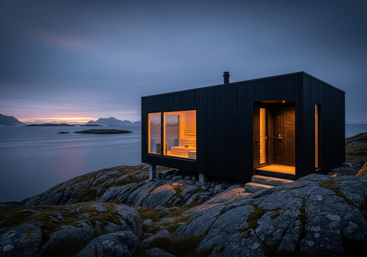 Moderne badstue ved kysten